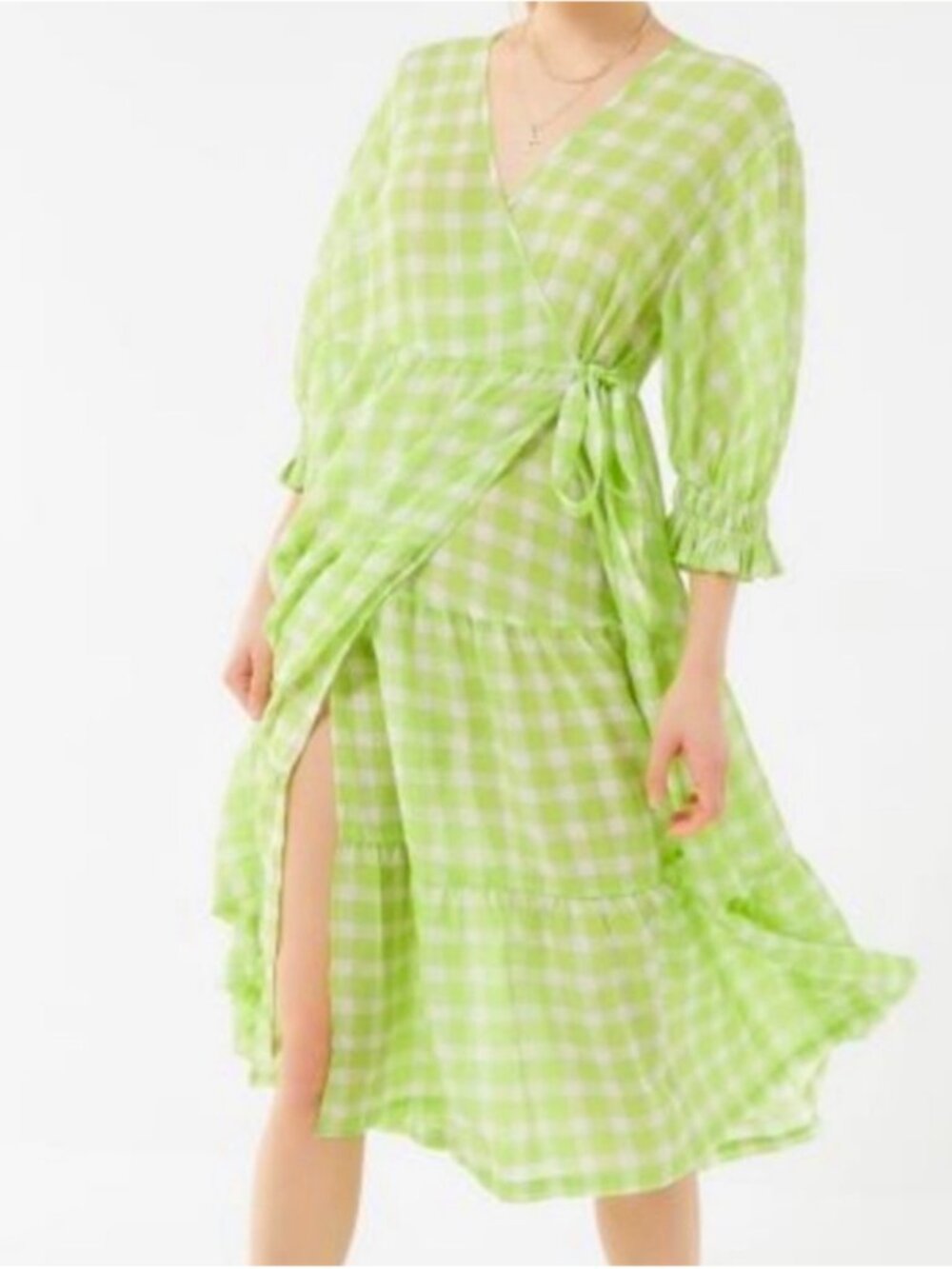 Urban Outfitters Donatella Gingham Wrap Midi Dress - Picture 6 of 6